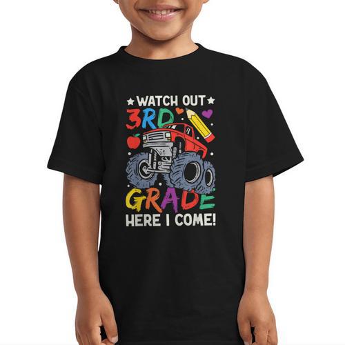 Watch Out 3rd Grade Here I Come Monster Truck Back To School Graphic Kid T-Shirt - Savourry