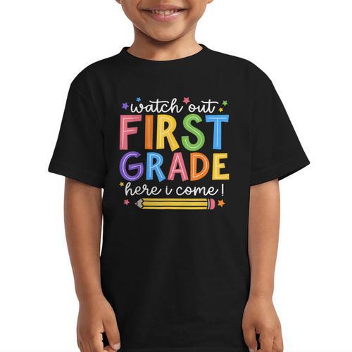 Watch Out First Grade Here I Come 1St Grade Back To School Graphic Kid T-Shirt - Savourry