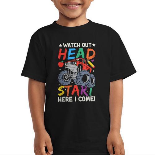 Watch Out HeadStart Here I Come Monster Truck Back To School Graphic Kid T-Shirt - Savourry