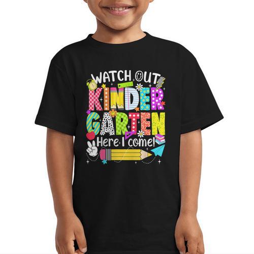 Watch Out Kindergarten Here I Come Kinder Back To School Graphic Kid T-Shirt - Savourry