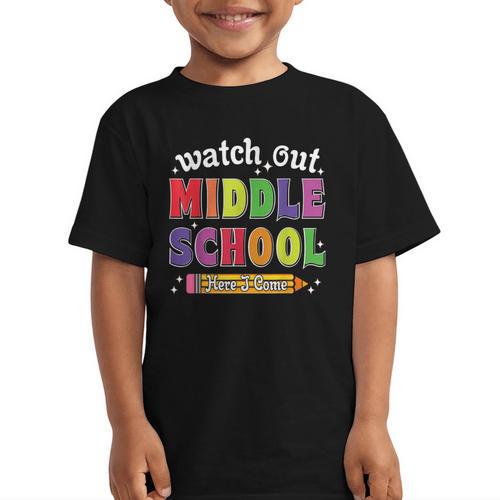Watch Out Middle School Here I Come Back To School Graphic Kid T-Shirt - Savourry