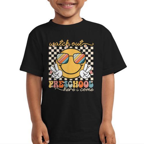 Watch Out Preschool Grade Here I Come Back To School Graphic Kid T-Shirt - Savourry