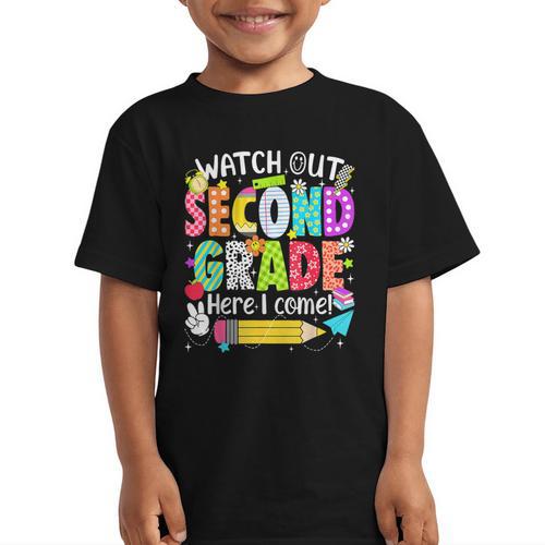 Watch Out Second Grade Here I Come Back To School Boys Girls Graphic Kid T-Shirt - Savourry