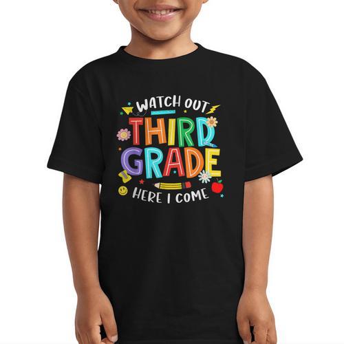 Watch Out Third Grade Here I Come 3rd Grade Back To School Graphic Kid T-Shirt - Savourry