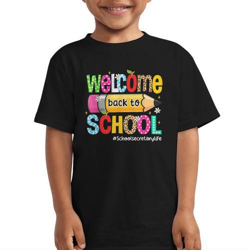 Welcome Back To School School Secretary Life Leopard Graphic Kid T-Shirt - Savourry