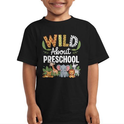 Wild About Preschool Back To School Jungle Theme Classroom Graphic Kid T-Shirt - Savourry