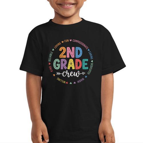 Women's Second 2ND Grade Crew Back To School Kids Students Tee Graphic Kid T-Shirt - Savourry