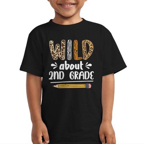 Women's Wild About 2nd Grade Kids Zoo Animal Lover Back To School Graphic Kid T-Shirt - Savourry