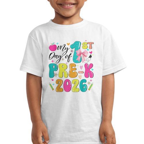 My 1st Day Of Pre-K 2026 Back To School Bow PreK Kids Girls Graphic Kid T-Shirt - Savourry