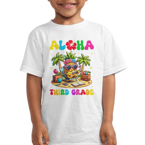Aloha Third Grade Pineapple Hawaii Back To School Kids Girl Performance Graphic Kid T-Shirt - Savourry