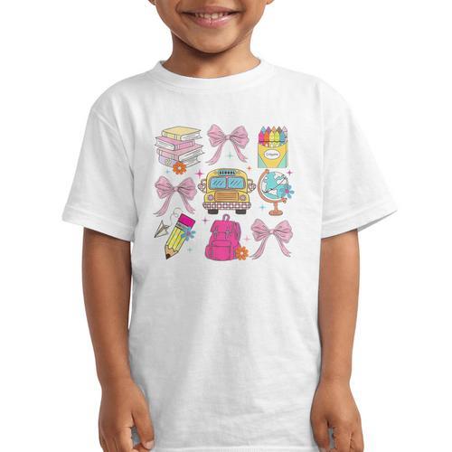 Back To School Coquette School Bus Pencil Graphic Kid T-Shirt - Savourry