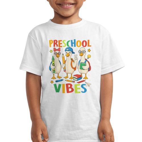 Back To School Cute Goose Preschool Vibes Girls Boys Graphic Kid T-Shirt - Savourry