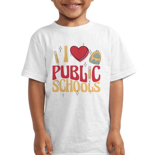 Back To School Education I Love Public Schools Graphic Kid T-Shirt - Savourry