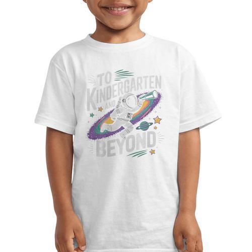 Back To School To Kindergarten And Beyond Astronaut In Space Premium Tri-Blend Graphic Kid T-Shirt - Savourry