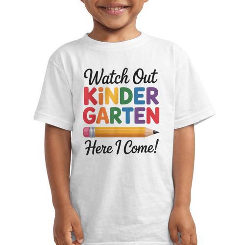 Back To School Watch Out Kindergarten Here I Come Kids Graphic Kid T-Shirt - Savourry