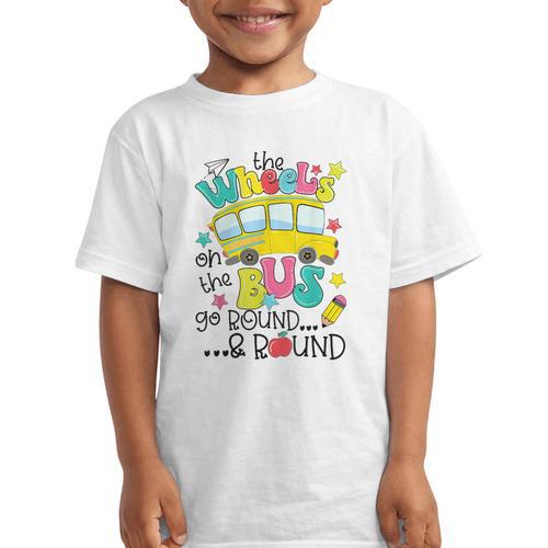 Back To School The WHEELS On The BUS Toddler Kids Boys Graphic Kid T-Shirt - Savourry