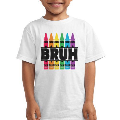 BRUH Back To School Colorful Crayons First Day Of School Graphic Kid T-Shirt - Savourry