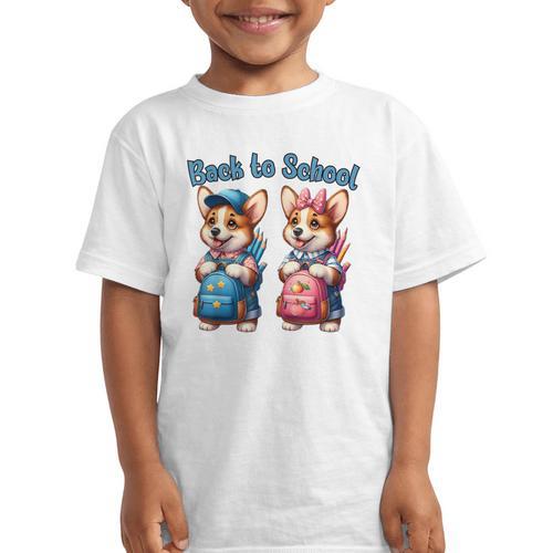 Corgi Dog Student To School Happy Back To School Graphic Kid T-Shirt - Savourry