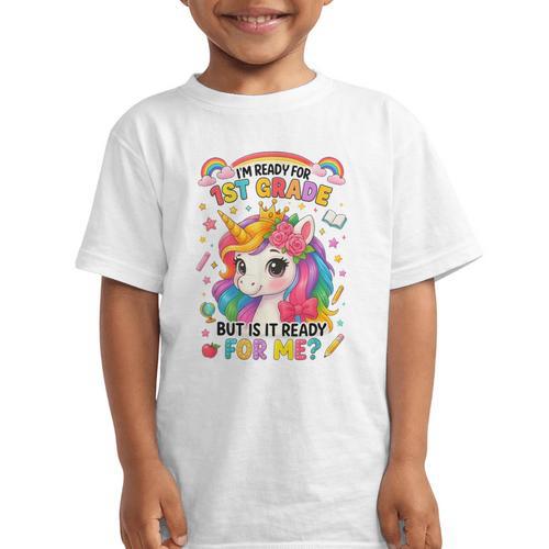 Crush First Grade Girls Back To School Unicorn First Day Graphic Kid T-Shirt - Savourry