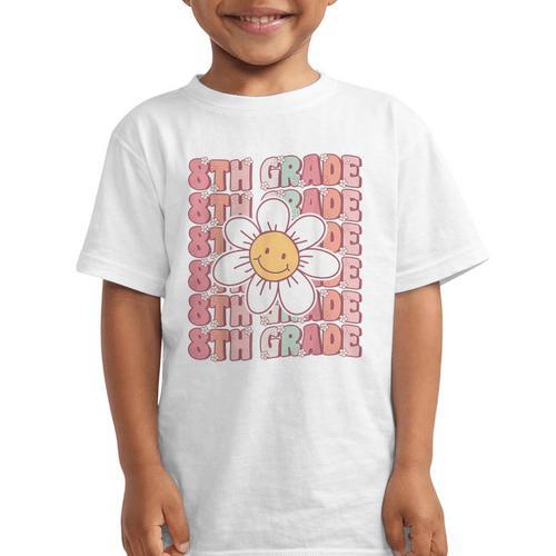 Groovy 8th Grade Back To School First Day Of Eighth Grade Graphic Kid T-Shirt - Savourry