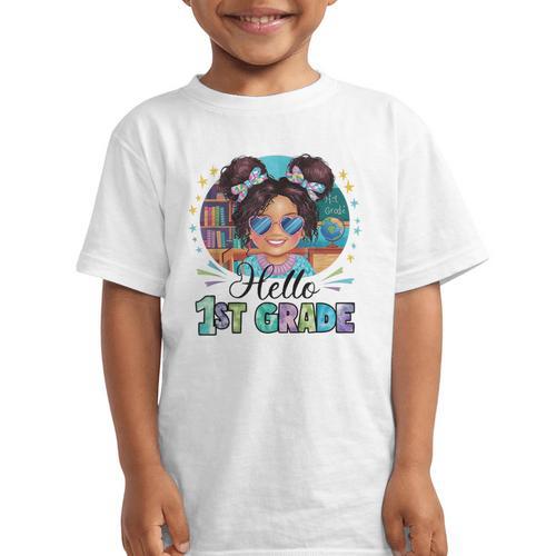 Hello 1st Grade Girl Back To School Kids Boys Girls Graphic Kid T-Shirt - Savourry