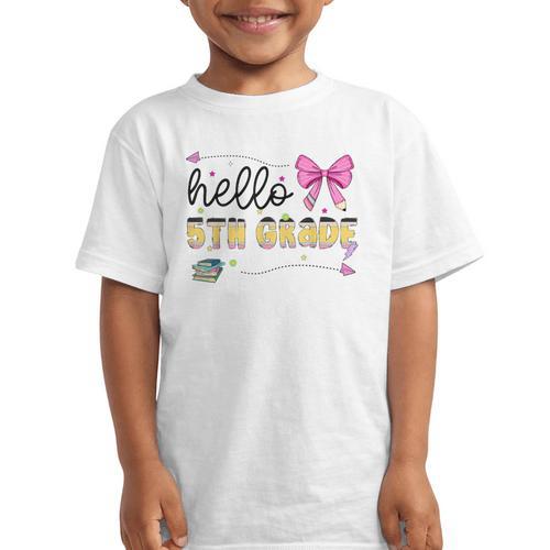 Hello 5th Grade Girls Coquette Fifth Grade Back To School Graphic Kid T-Shirt - Savourry