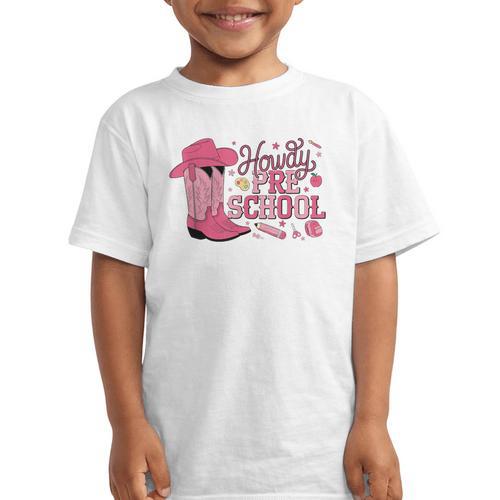 Howdy Preschool Back To School Western Cowboy Cowgirls Pre-K Graphic Kid T-Shirt - Savourry