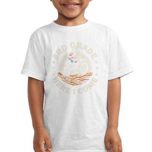 Kids Back To School 3rd Grade Here I Come Motocross Dirt Bike Performance Graphic Kid T-Shirt - Savourry