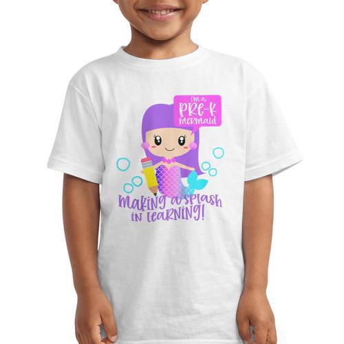Kids Pre K Mermaid Back To School Toddler Girl First Day Of Prek Graphic Kid T-Shirt - Savourry