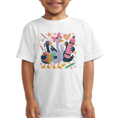 Kindergarten 1st Grade Goose Back To School Girls Graphic Kid T-Shirt - Savourry