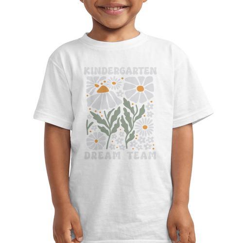 Kindergarten Dream Team First Day Back To School Boho Flower Performance Graphic Kid T-Shirt - Savourry