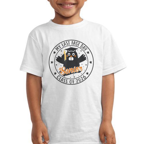 My Last First Day Senior 2026 Cat Back To School Cool Class Graphic Kid T-Shirt - Savourry