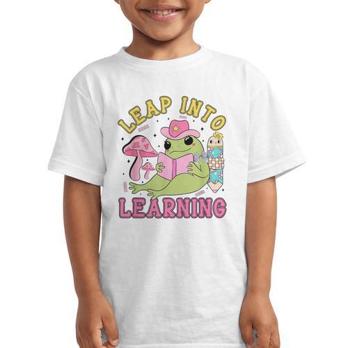 Leap Into Learning Cute Frog Kawaii Back To School Kids Graphic Kid T-Shirt - Savourry