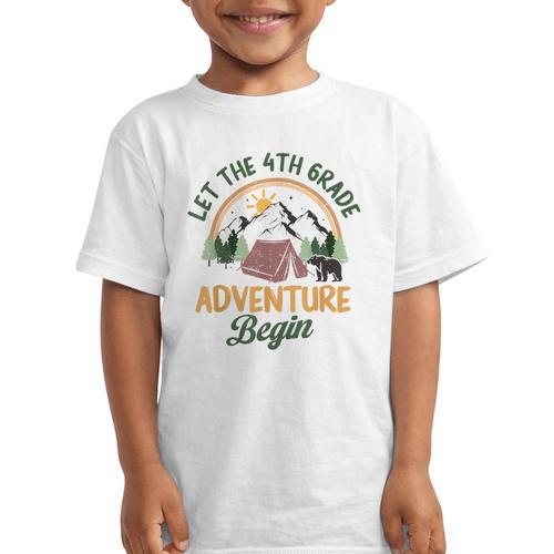 Let The 4th Grade Adventure Begin Camping Back To School Graphic Kid T-Shirt - Savourry