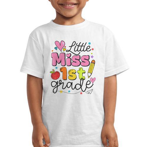 Little Miss 1st Grade Back To School Cute First Grade Girls Graphic Kid T-Shirt - Savourry