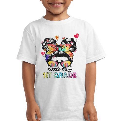 Little Miss First Grade Back To School 1st Grade Girls Graphic Kid T-Shirt - Savourry