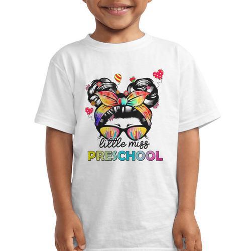 Little Miss Preschool Back To School Messy Kids Girls Graphic Kid T-Shirt - Savourry
