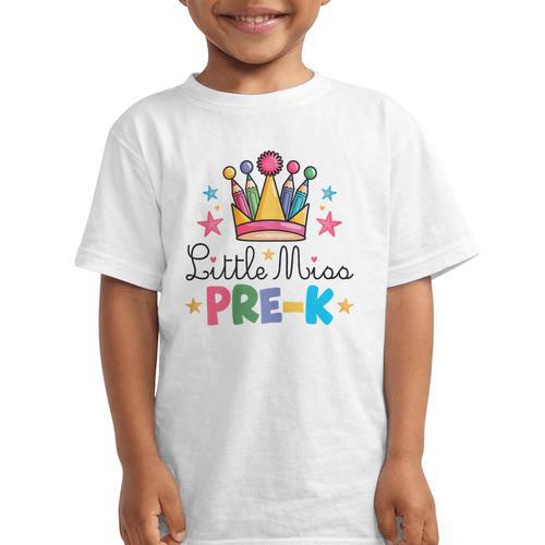 Miss Pre-K Pencils Crown Cute Back To School First Day Girls Graphic Kid T-Shirt - Savourry