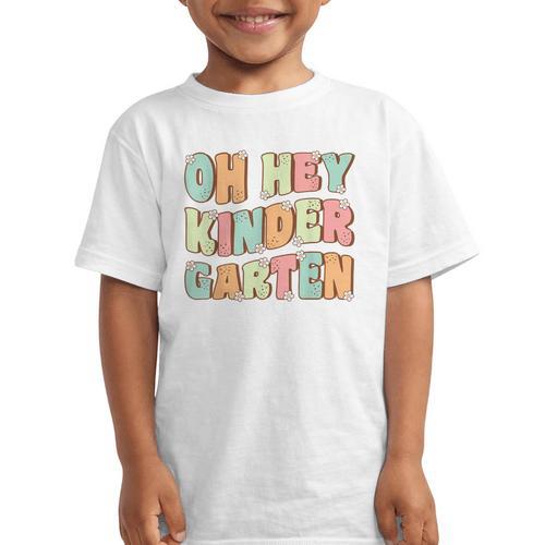 Oh Hey Kindergarten Cute Groovy Back To School Kindergarten Graphic Kid T-Shirt - Savourry