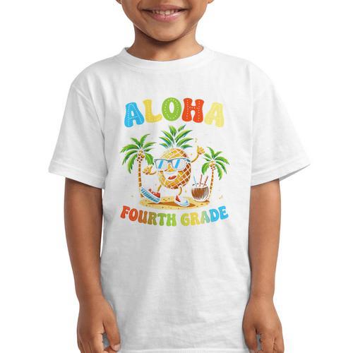 Pinapple Beach Back To School Day Aloha Fourth Grade Performance Graphic Kid T-Shirt - Savourry