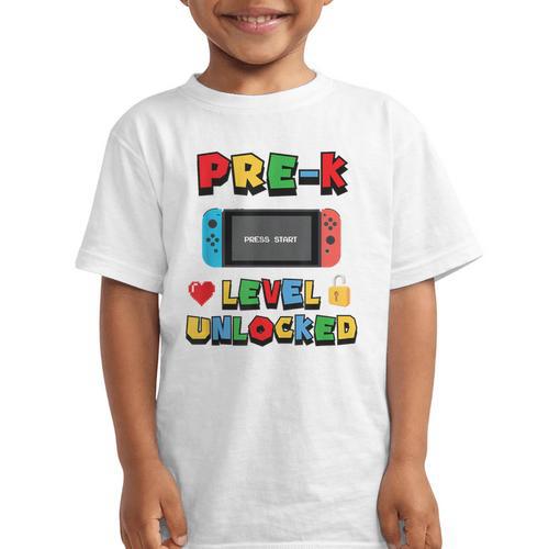 Pre-K Level Unlocked Back To School Video Game Graphic Kid T-Shirt - Savourry