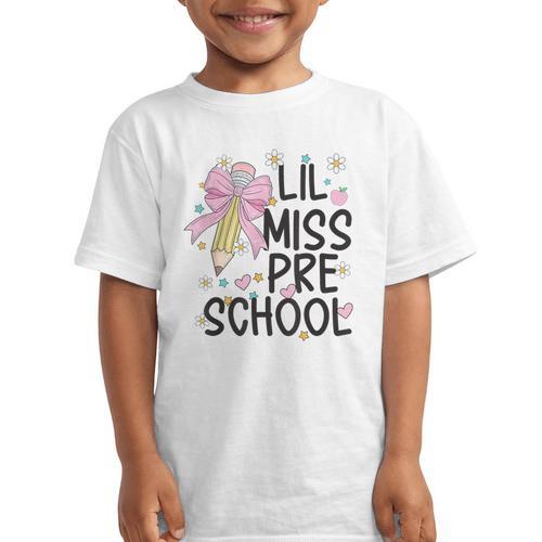Preschool Little Miss Back To School Girls Kids Preschool Graphic Kid T-Shirt - Savourry