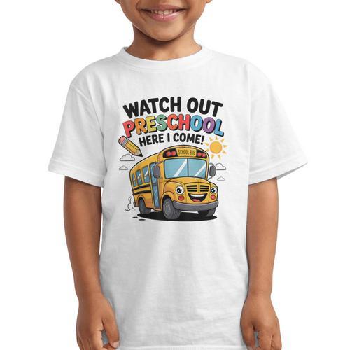 Watch Out Preschool Here I Come Preschool Back To School Graphic Kid T-Shirt - Savourry
