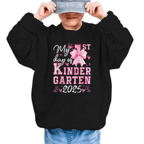 My 1st Day Of Kindergarten 2025 Back To School Girls Graphic Kid Sweatshirt - Savourry