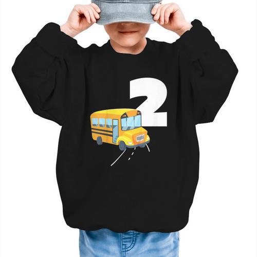 2nd Birthday School Bus Kids Back To School Themes Party Graphic Kid Sweatshirt - Savourry