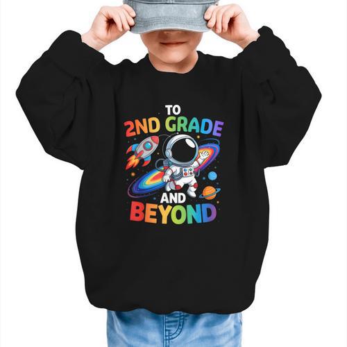 2nd Grade And Beyond Second Grade Astronaut Back To School Graphic Kid Sweatshirt - Savourry