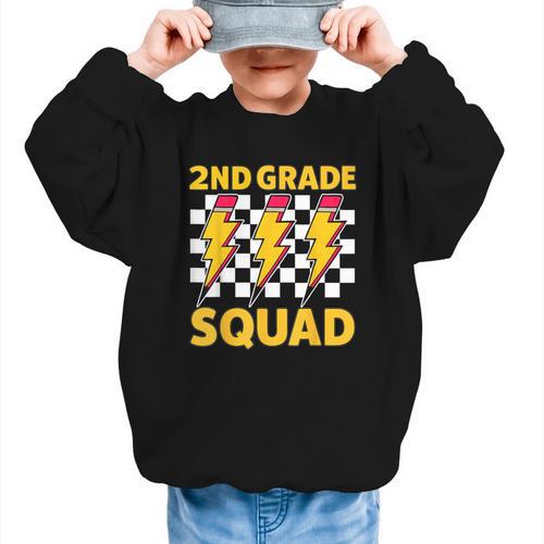 2nd Grade Lightning Bolt Second Grade Squad Back To School Graphic Kid Sweatshirt - Savourry