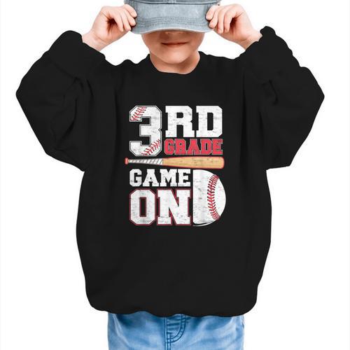 3rd Grade Game On Back To School Baseball Boy Third Grade Graphic Kid Sweatshirt - Savourry