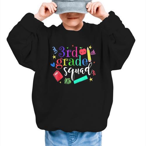 3rd Grade Squad Back To School Team Third Grade Graphic Kid Sweatshirt - Savourry