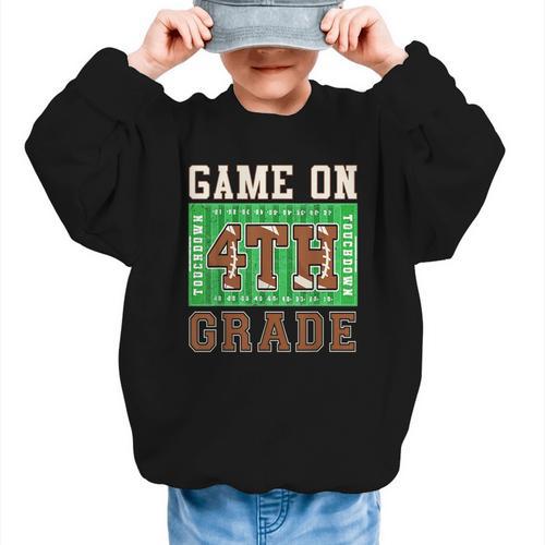4th Grade Boys Kids Football Back To School Fourth Grade Graphic Kid Sweatshirt - Savourry